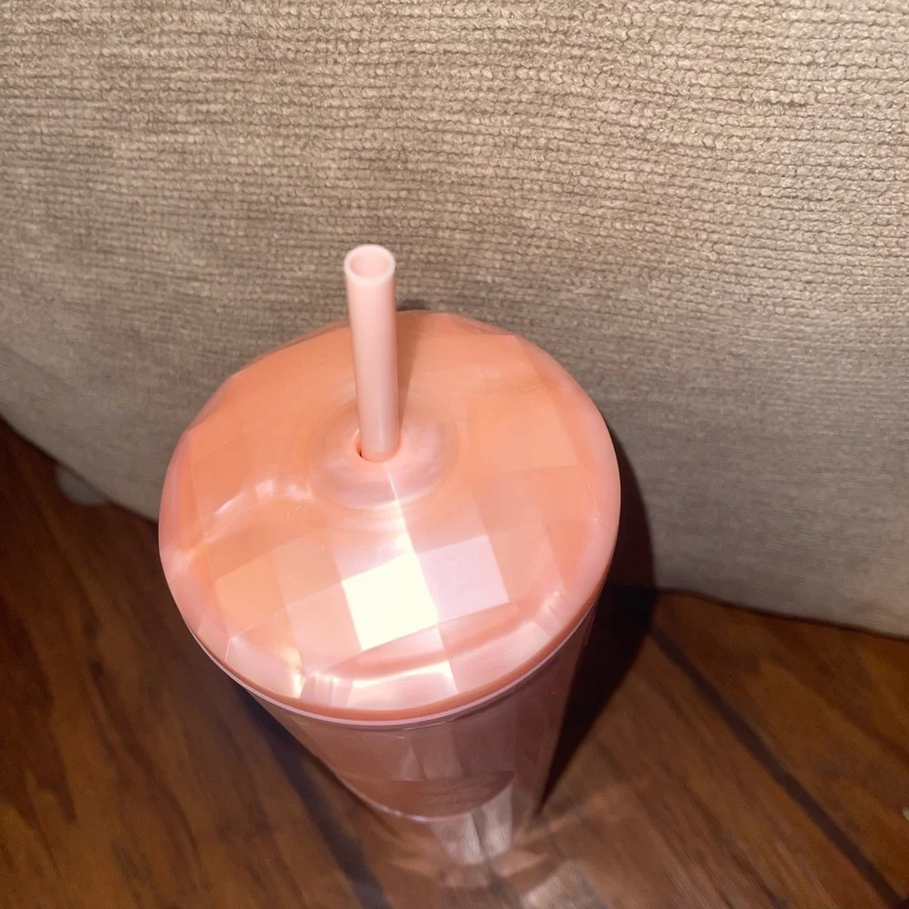 Starbucks Summer 2021 Peach Pink Marble 24 oz Cold Cup Tumbler Dome Lid W/ Straw